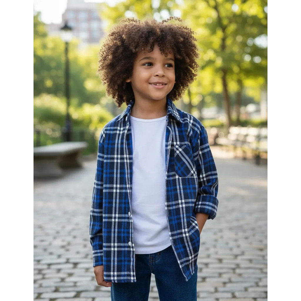 Camisa Xadrez Infantil e Juvenil Menino Manga Longa Casual Envio Imediato