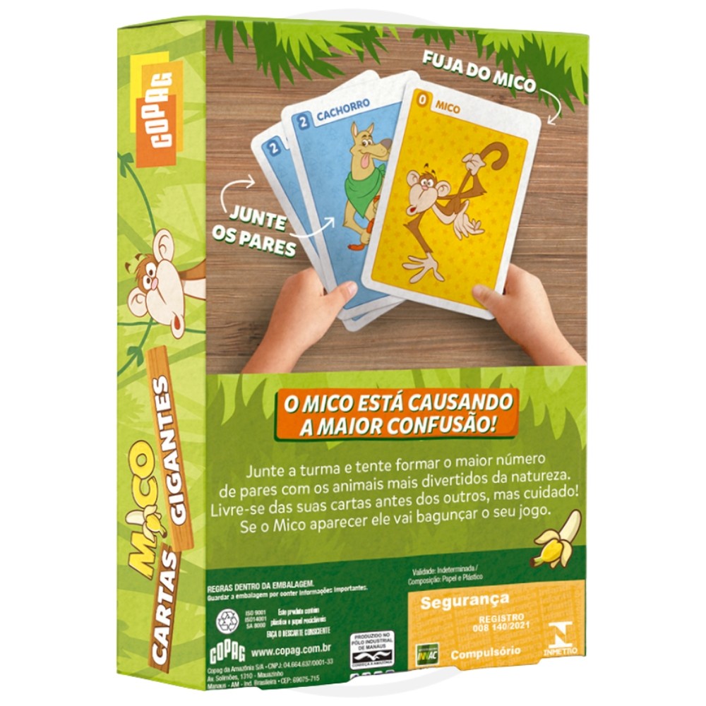 JOGO DO MICO COPAG 25 CARTAS GIGANTES BRINQUEDOS RACIOCÍNIO MACACO EDUCATIVO ANIMAIS BARALHO CRIANÇA · foto 2
