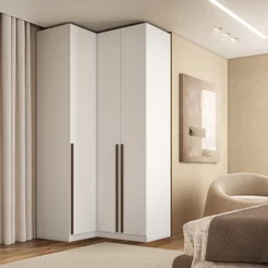 Guarda-Roupa de 3 Portas Canto Reto 100% MDF Branco Altezza Trend Branco
