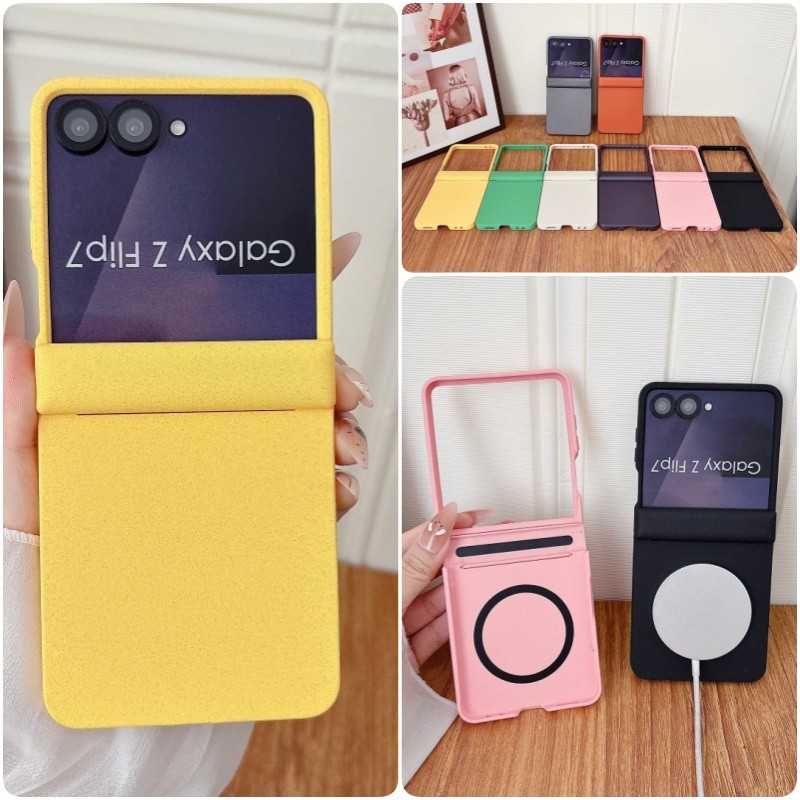 Capa Magnética De Eixo Duplo Para Samsung Galaxy Z Flip 7 6 5 Cor Doce Dobradiça Dura Proteção Escudo Flip7 Flip6