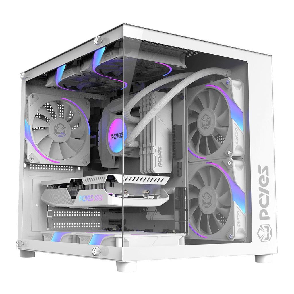Gabinete Gamer com Vidro Aquário Branco Pcyes Forcefield Mini Tower White Ghost - Gffmnwg