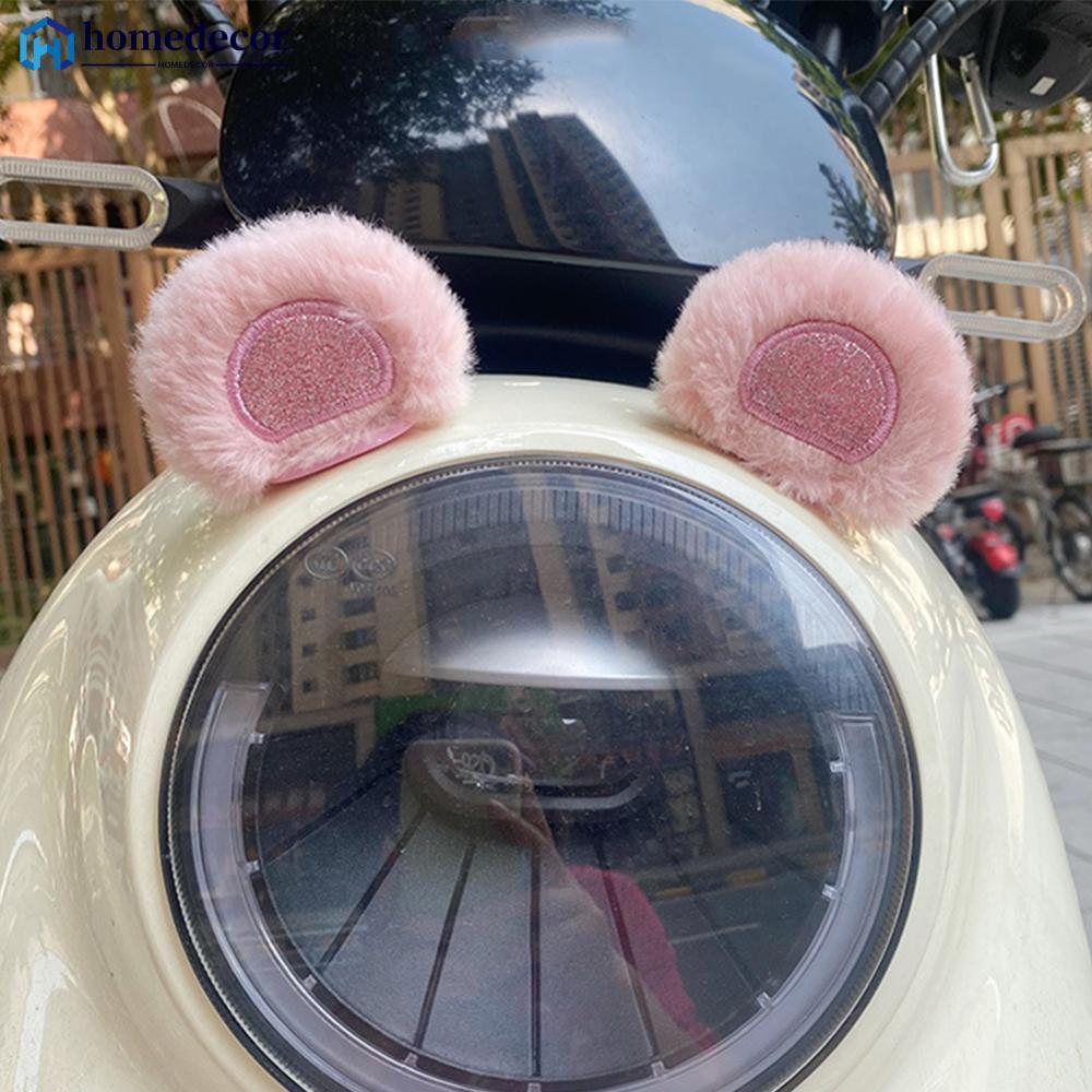 HOMEDECOR 2 Peças Decoração De Capacete De Motocicleta De Carro Bicicleta Elétrica Macia Pelúcia Orelhas De Ursinho Para