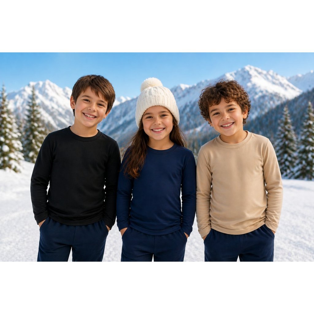 KIT 3 CAMISETAS TÉRMICA PELUCIADA INFANTIL menino menina unissex