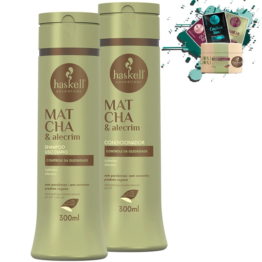Shampoo e Condicionador Matcha e Alecrim 300ml Haskell
