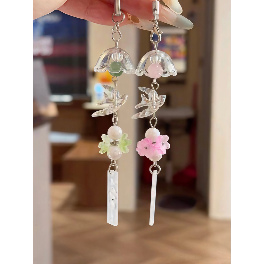 Primavera Yangui vento carrilhão flor pingente nicho Design saco de corrente do telefone móvel pingente bonito presente