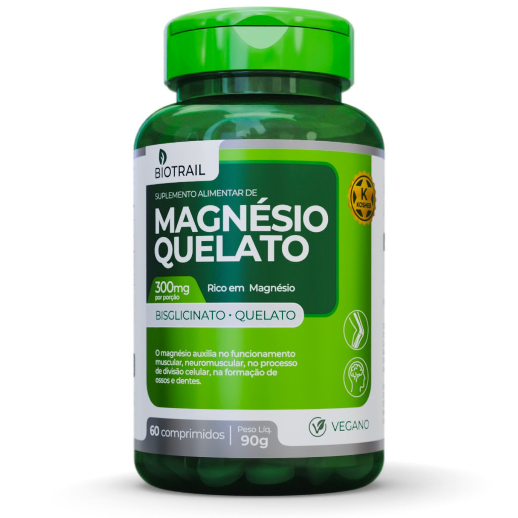 Magnésio Quelato Bisglicinato 300mg Biotrail 60 Comprimidos