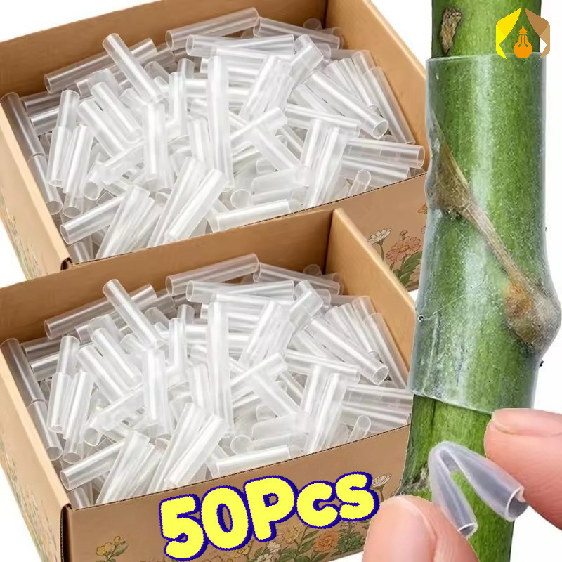 50 Pçs Mangas De Enxerto De Plástico Flexível-Jardinagem Mudas Enxertia Tubo Protetor Respirável-Rosas De Tomate Planta