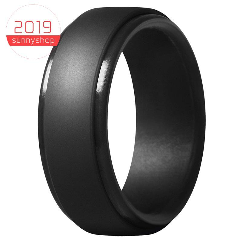 [Bestseller S] 8Mm Popular Preto Masculino Silicone Legal Anéis Feminino Anel De Casamento De Borracha Esportes Ambienta