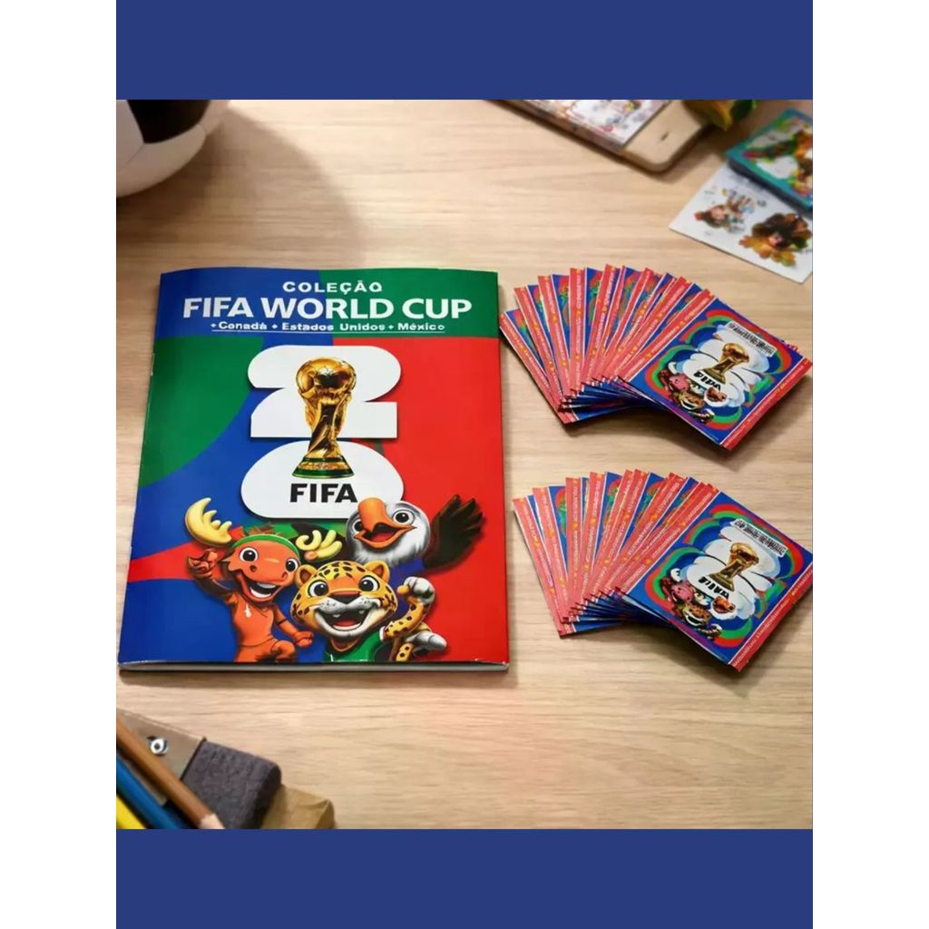 Álbum Copa do Mundo 2026 + Figurinhas Colecionável Não Oficial Cards da Copa 48 Seleções Estilo FIFA