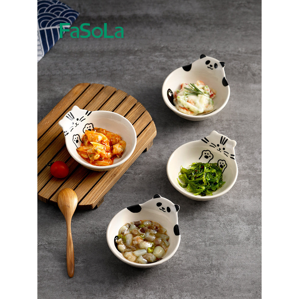 Japonês FaSoLa cerâmica molho de soja vinagre prato sabor prato mergulhando pote quente doméstico tempero molho prato pr