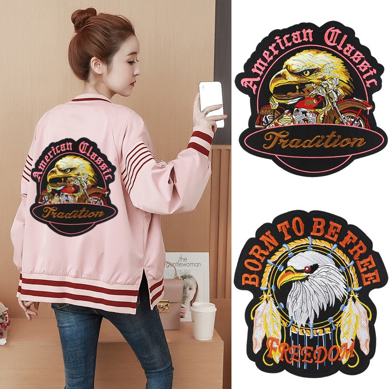 Pano Bordado De Águia Jaqueta De Couro Buraco Patch Adesivo Decorativo Decalque — imagem 2 de 2