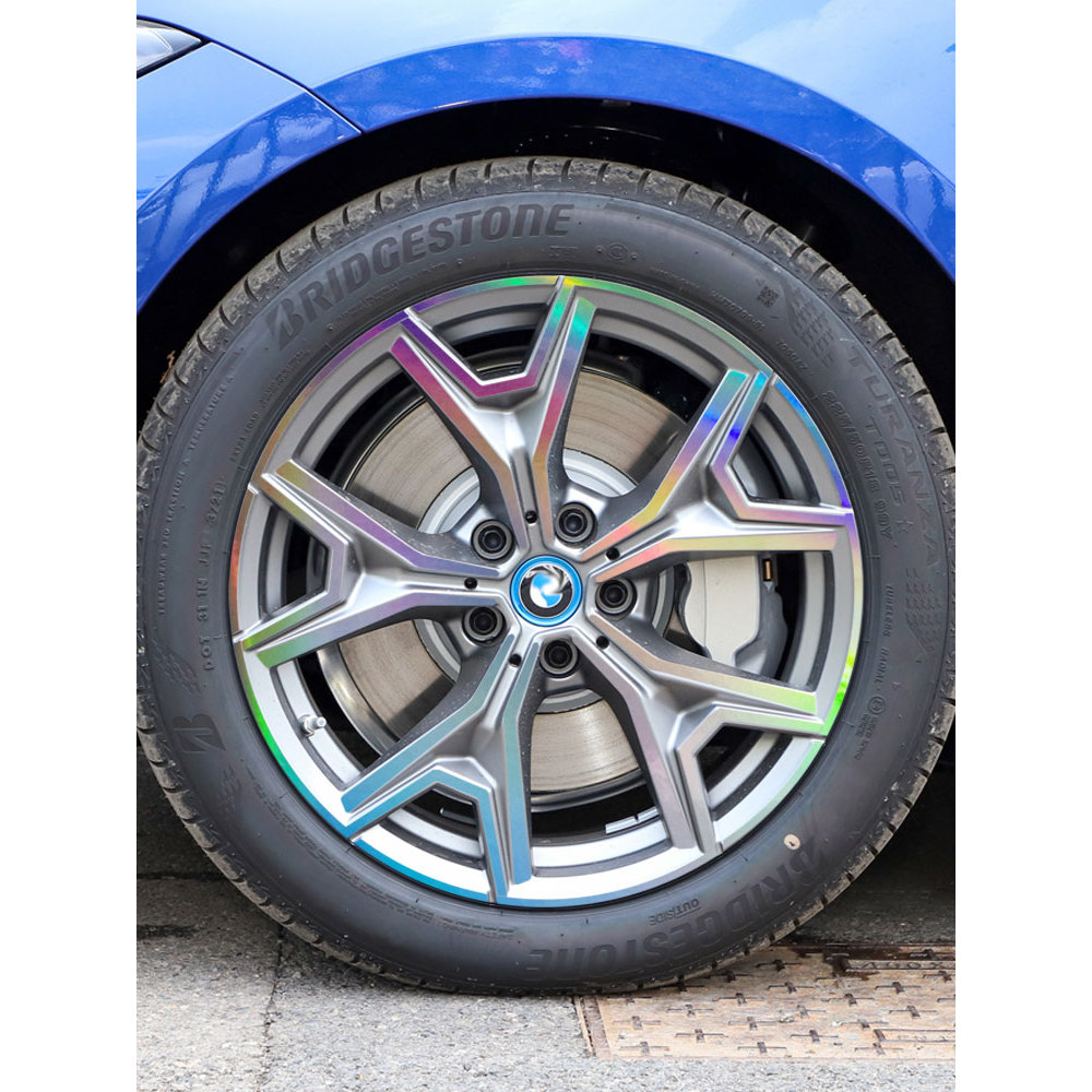 BMW i3 dedicado Laser roda adesivo aro da roda galvanoplastia decoração modificada fibra de carbono preto adesivo de car