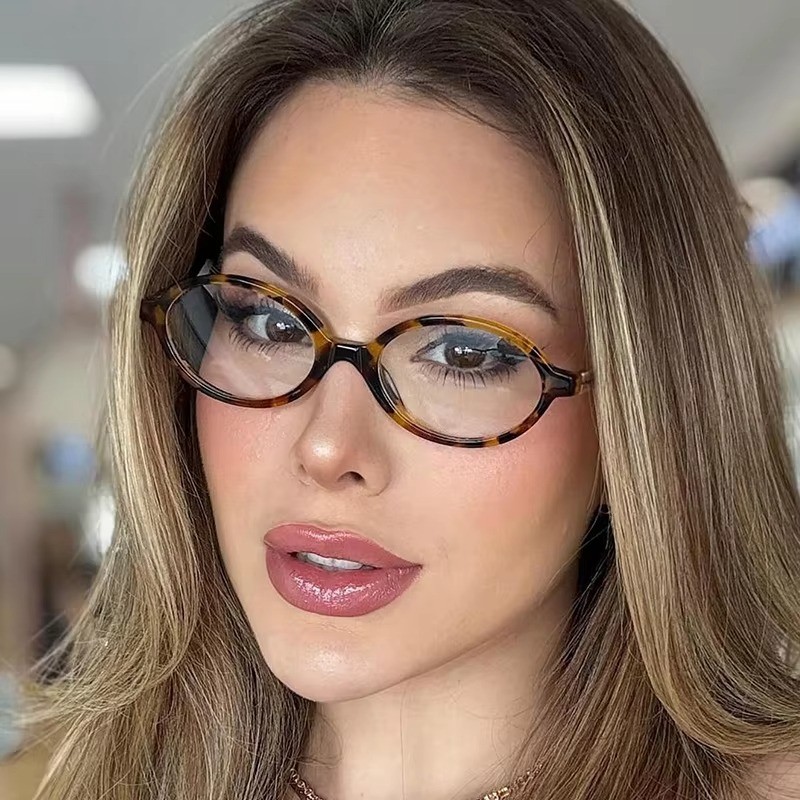Óculos Anti-Luz Azul Proteção Para Os Olhos Oval Pequeno Quadro Retro Feminino Coreano Simples Senhoras Ópticos