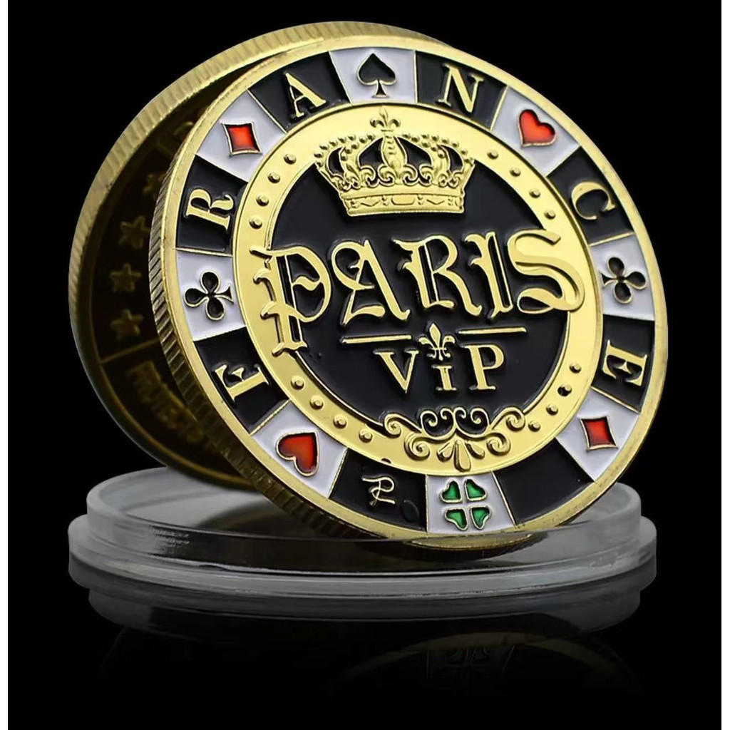 Prensador de Cartas Profissional para Poker Texas Hold'em - Moeda Comemorativa da Sorte Las Vegas Crown