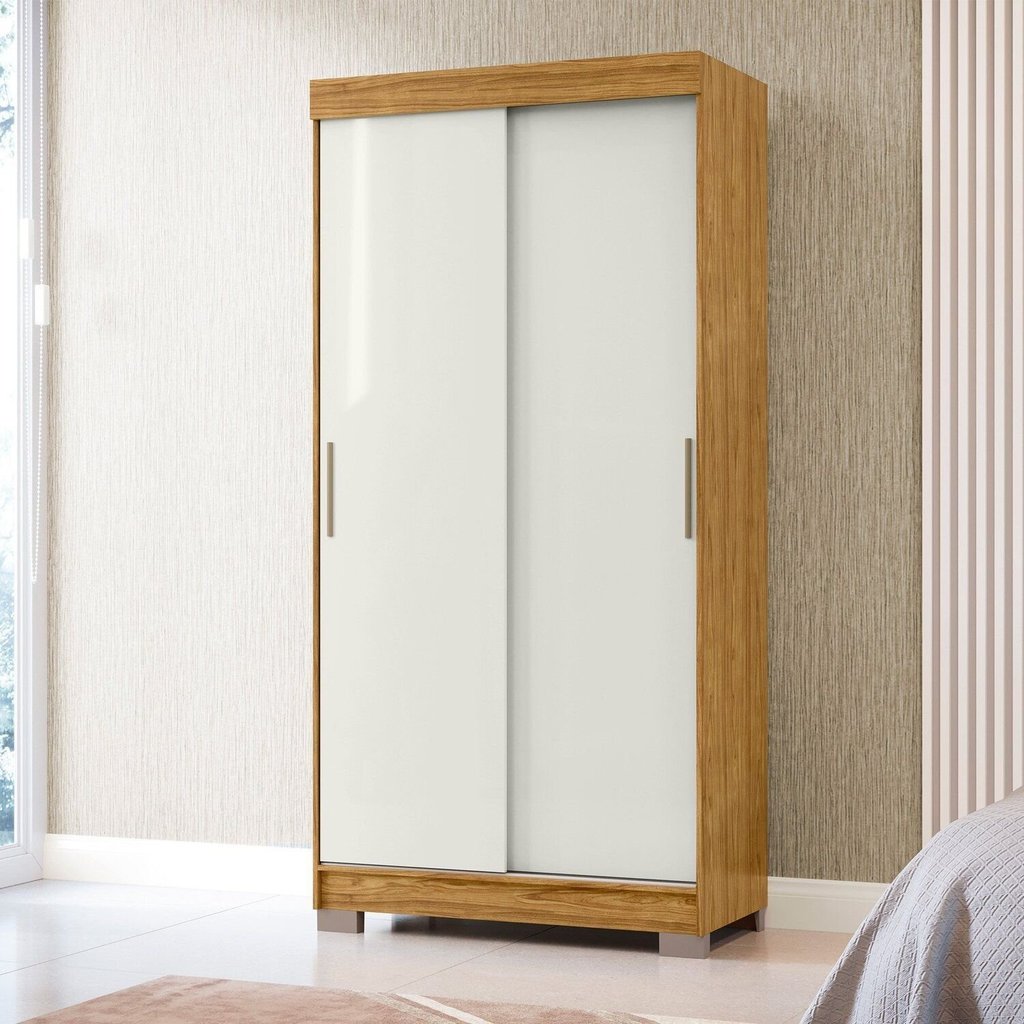Guarda-Roupa Solteiro 2 Portas 2 Gavetas Antares Marrom/Marrocos/Off White