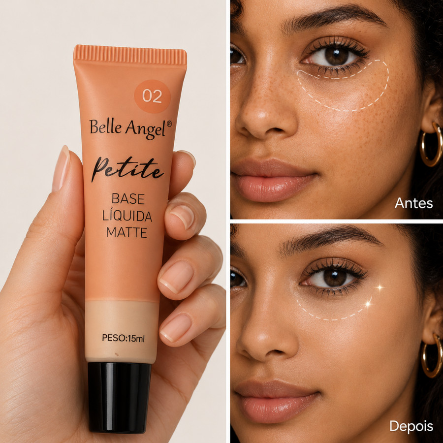 Base Líquida Matte Petite Belle Angel 15ml / Compacta Ideal para Bolsa e Viagem B177