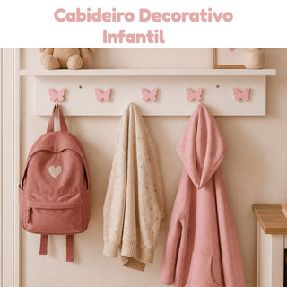 Cabideiro Gancho Parede Prateleira Infantil Estrela Coração Borboleta Suporte Bolsa Mochi…