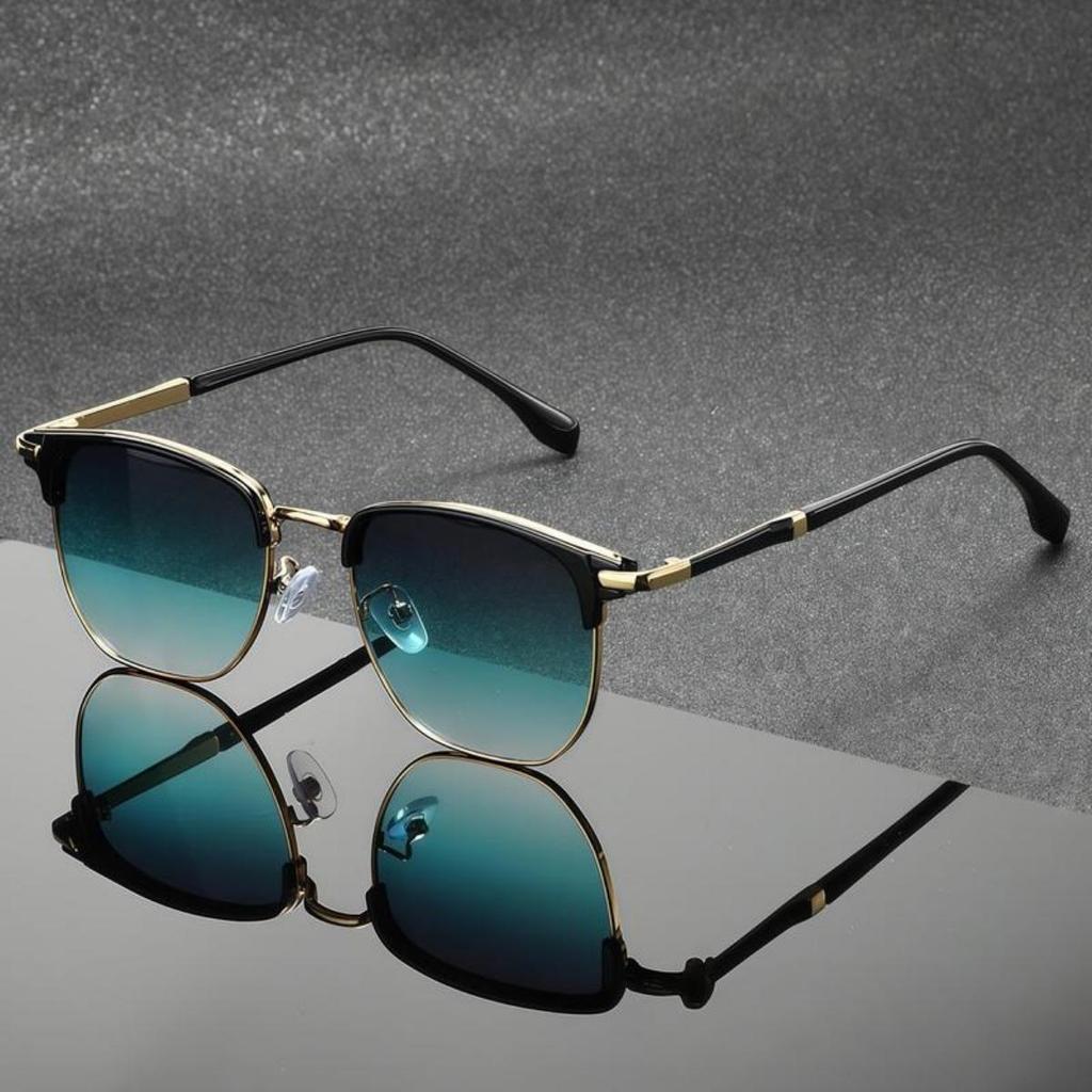 Proteção UV400 Tom Duplo Preto Ouro Retro Quadrado Metal Óculos De Sol Anti UV Para Dirigir Moda Decorativa Unisex