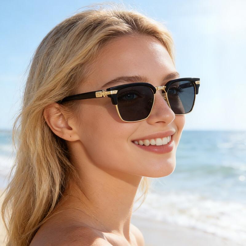 Óculos de Sol Quadrados Vintage para Homens, Armação Metálica, Óculos de Sol Femininos da Moda, UV400, Óculos para Viage