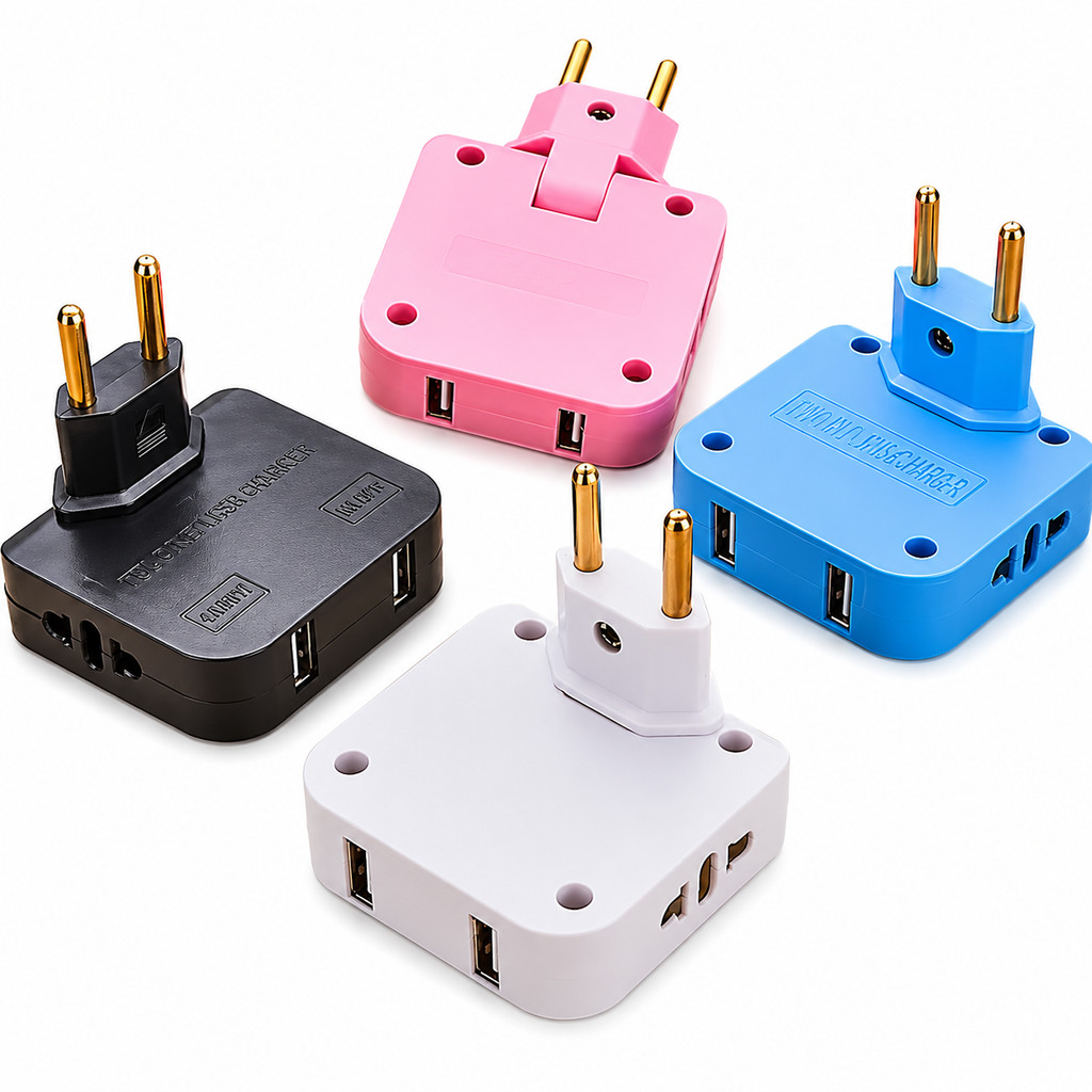 Adaptador de Tomada Dobrável 180° com USB e Type-C Bivolt Multiuso
