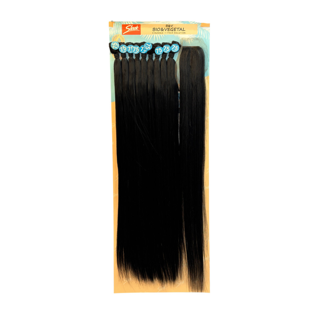 Cabelo Bio Vegetal Liso Nivia Sleek 75cm 9 Telas 320g + Closure Idêntico Ao Humano