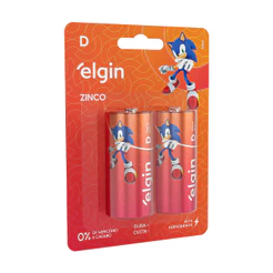 Pilha de Zinco D R20 - 1,5V Blister com 2 Unidades