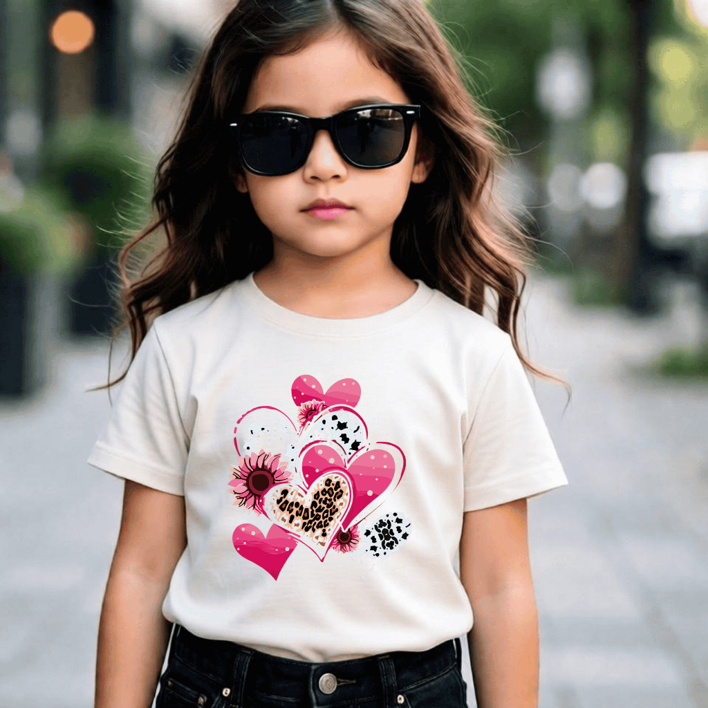 Camiseta Infantil Menina Estilosa Estampada Fofa Blogueira Blusinha Coração Linda 100% Algodão