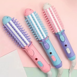 Mini Escova enrola cabelo chapinha bivolt portátil alisadora 2em1 para 220v e 110v