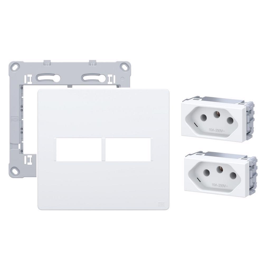 Conjunto 4x4 Tomada Dupla 10a 250v Esatta Weg Branco