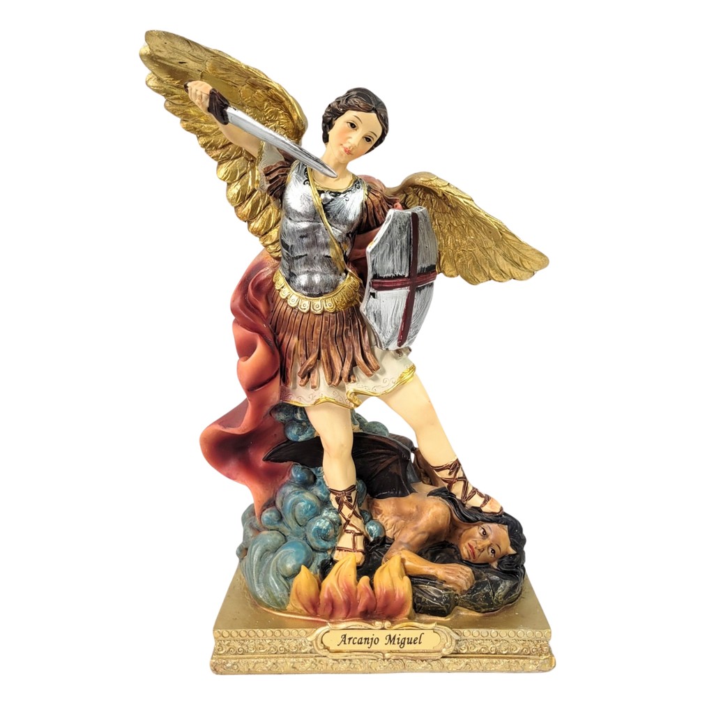 Estátua São Miguel Arcanjo Resina 22cm Triunfante Arte Sacra