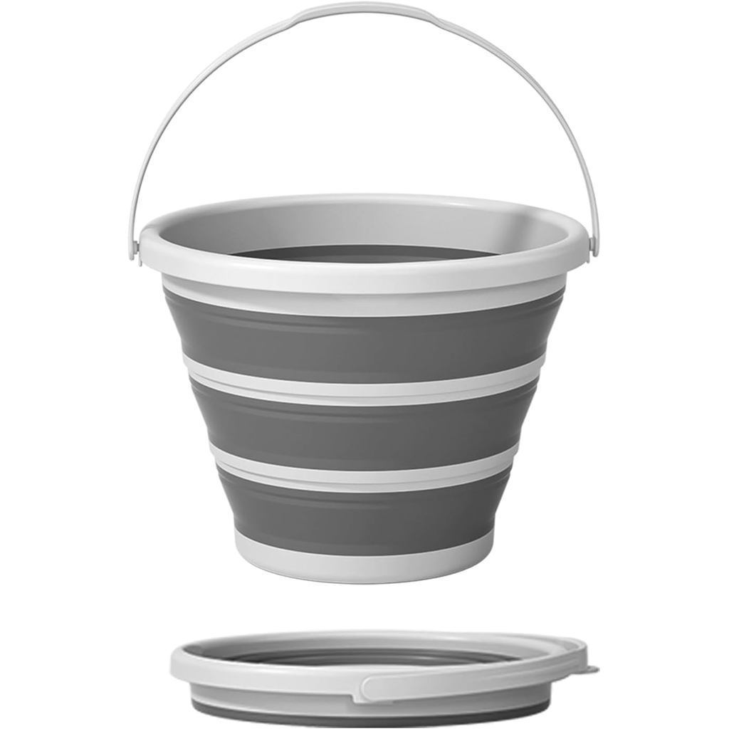 Balde dobrável Chroniwax com alça, balde retrátil de 2,6 galões, adequado para lavagem de carros, limpeza, camping e ati