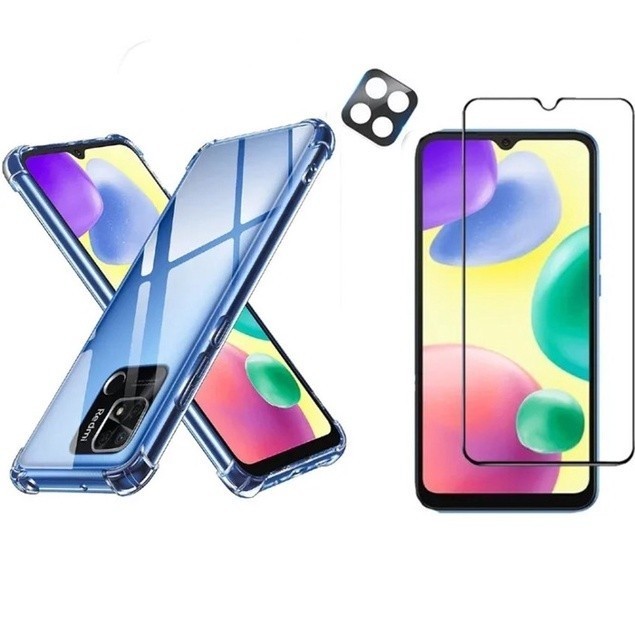 Capa Capinha Case Para  Cel 10a + Pelicula Vidro Temperado 3D + Pelicula Camera - Tech Otoni
