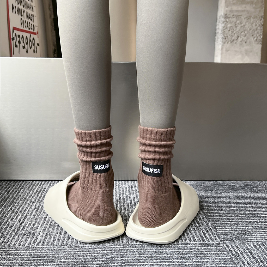Meias de inverno meias femininas penteado algodão pano etiqueta grossa Terry meias marrom esportes meia puxar toalha inf