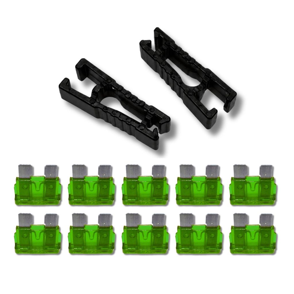 JOGO COM 10 FUSIVEIS 30A PADRAO MEDIO ATO + PAR SACA FUSIVEL AUTOMOTIVO CARRO