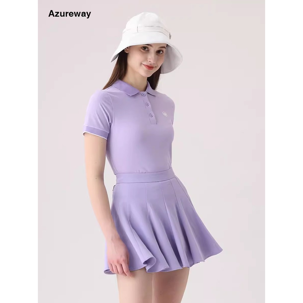 Happy Golf Clothing Camiseta feminina de manga curta de secagem rápida Slim-Fit Top esportivo feminino de cintura alta A