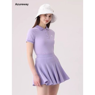 Happy Golf Clothing Camiseta feminina de manga curta de secagem rápida Slim-Fit Top esportivo feminino de cintura alta A