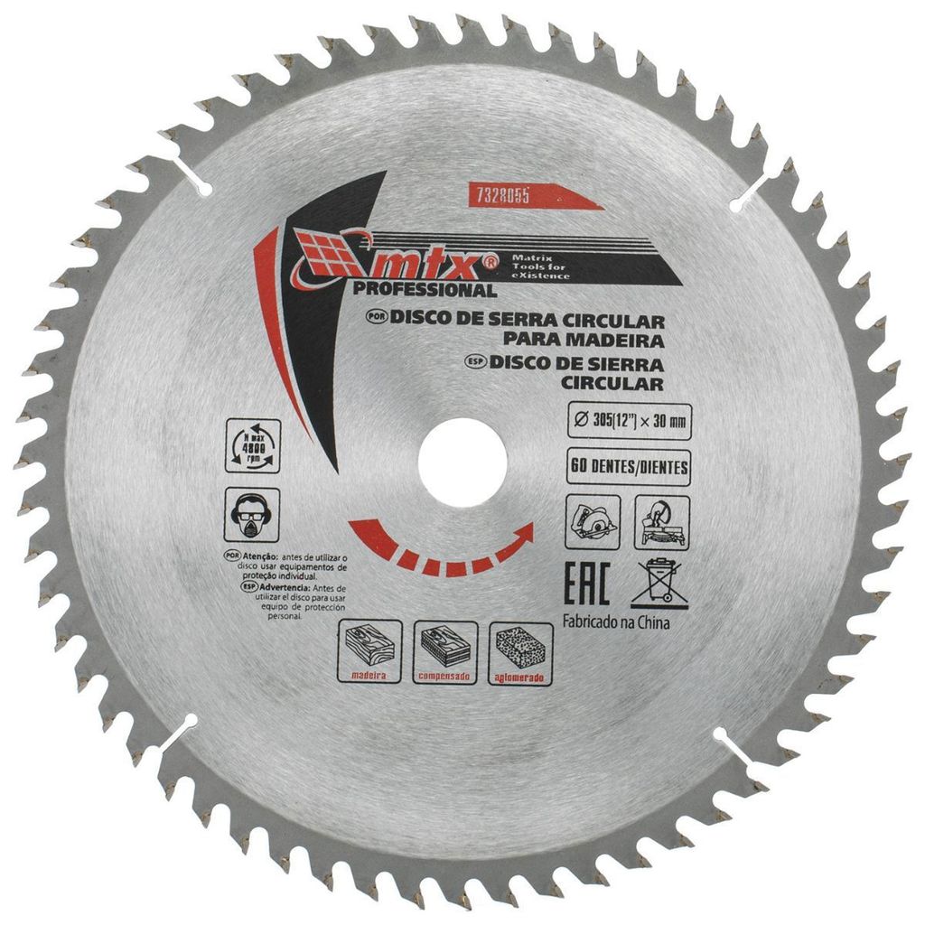 Disco de Serra Widea 12"x30mm 60 Dentes 7328055 MTX