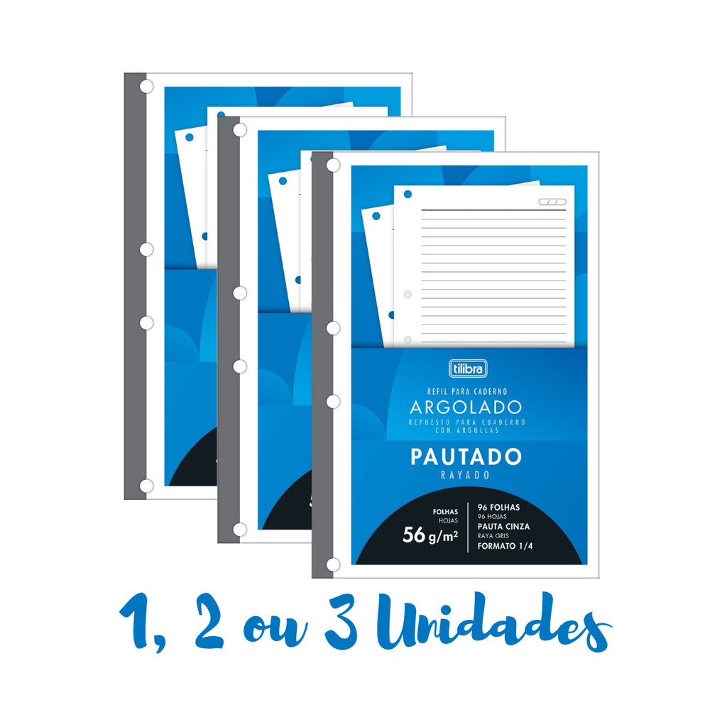 Refil para caderno argolado A5 pautado 96 folhas Tilibra tiliflex fichario