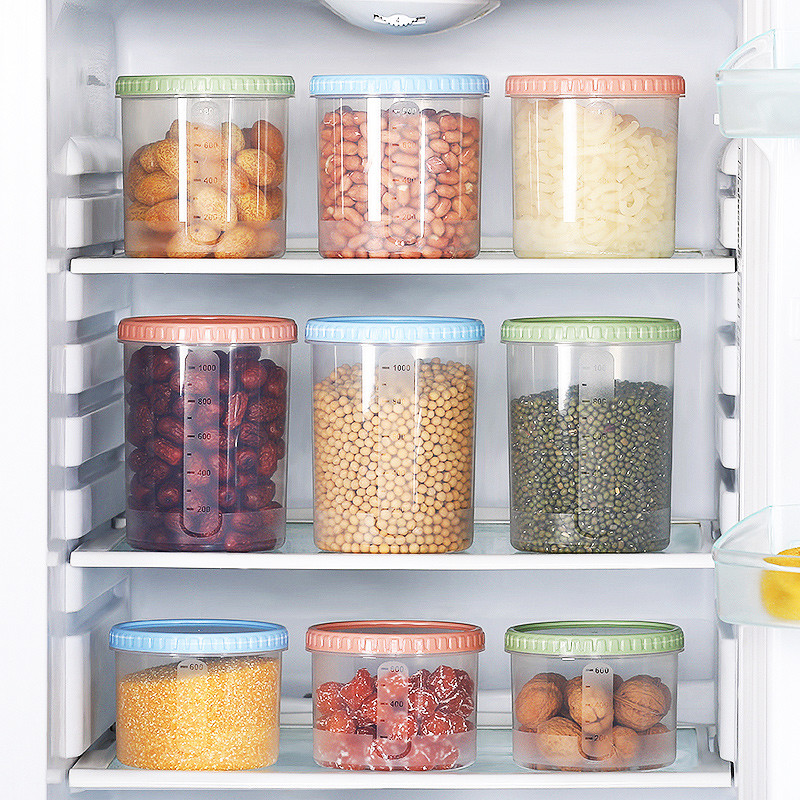 Frasco selado de grãos inteiros de cozinha, caixa de armazenamento de alimentos de plástico, lanche, produtos secos, jar