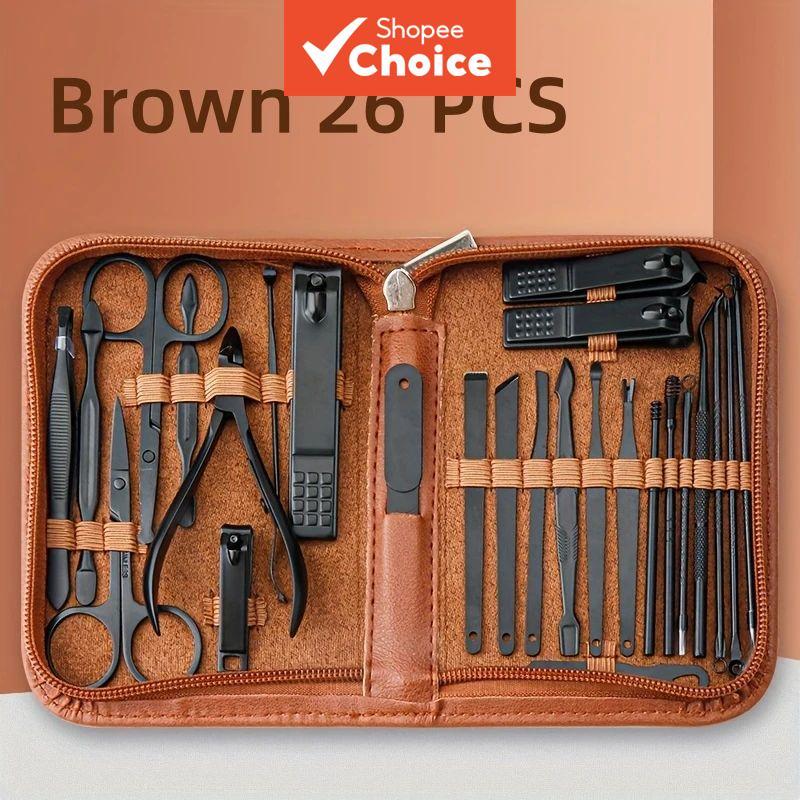 Kit Cortador de Unhas 26 Peças de Aço Inoxidável Conjunto de Manicure Profissional com Ferramentas de Cuidados de Unhas