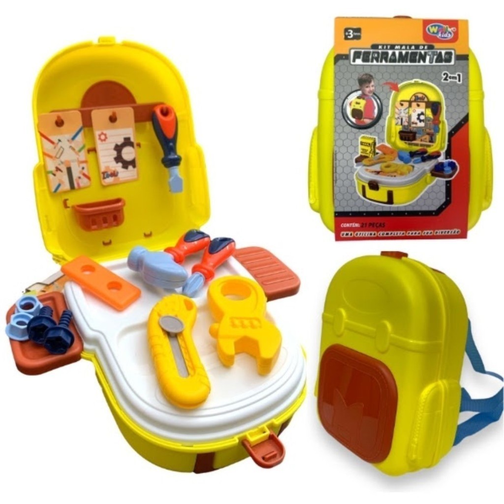 Brinquedo Kit de Ferramentas Infantil com Maleta com 21 Peças Oficina Educativo Promoção