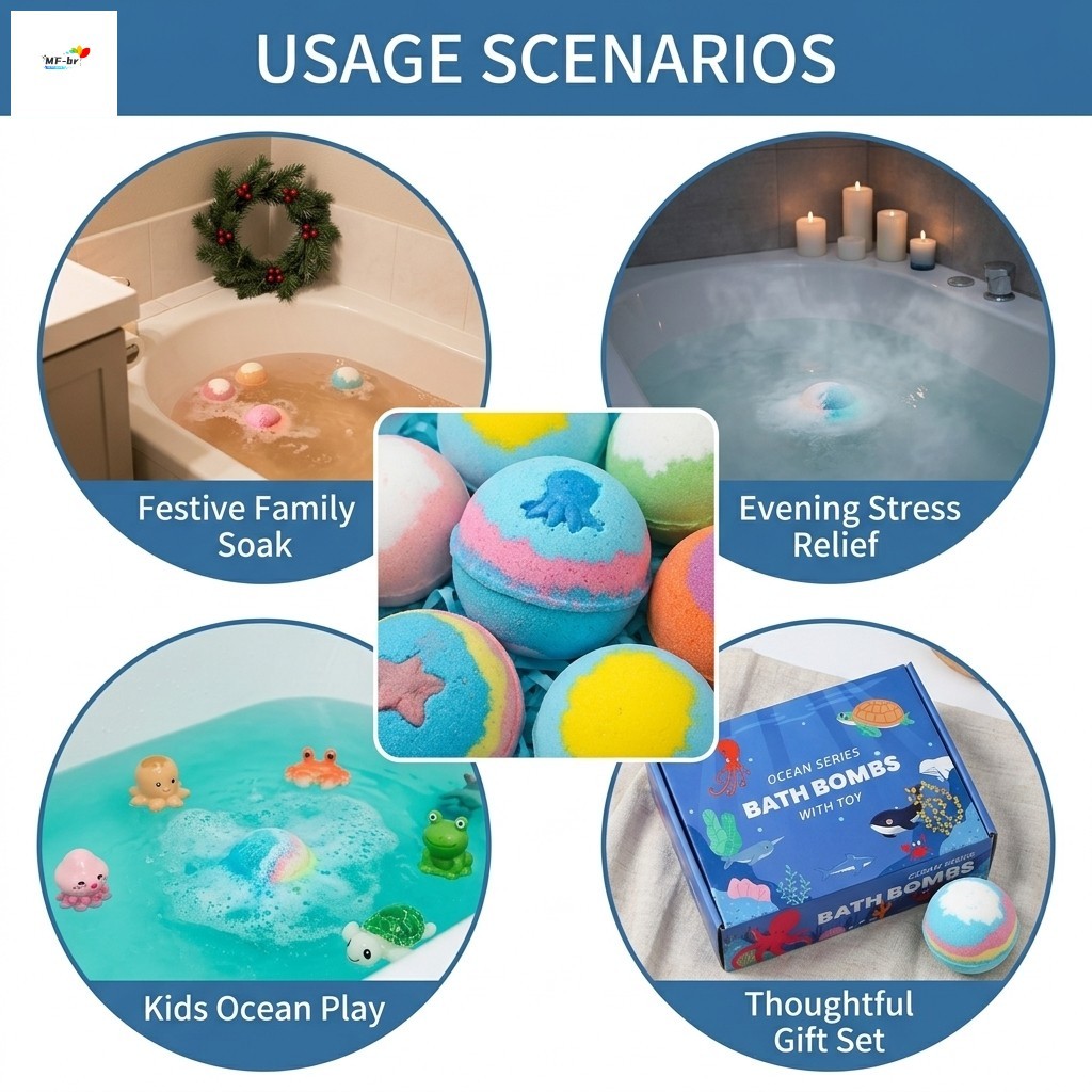 Bombas De Banho Com Tema Oceano E Óleos Essenciais Conjunto De Presente Relaxante Para Spa Mulheres