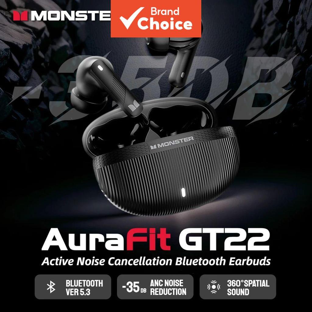 Fones de Ouvido Sem Fio MONSTER GT22 TWS - Fones Intra-Auriculares, Cancelamento Ativo de Ruído (ANC) e ENC, Headset