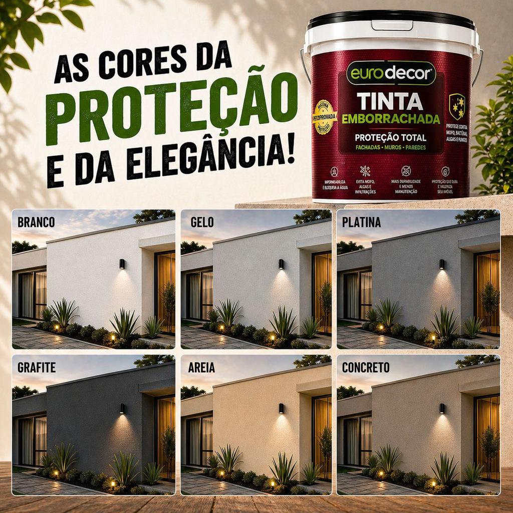 Tinta Emborrachada Impermeabilizante 18kg 12kg ou 10kg Eurodecor Galão Várias Cores — imagem 2 de 2