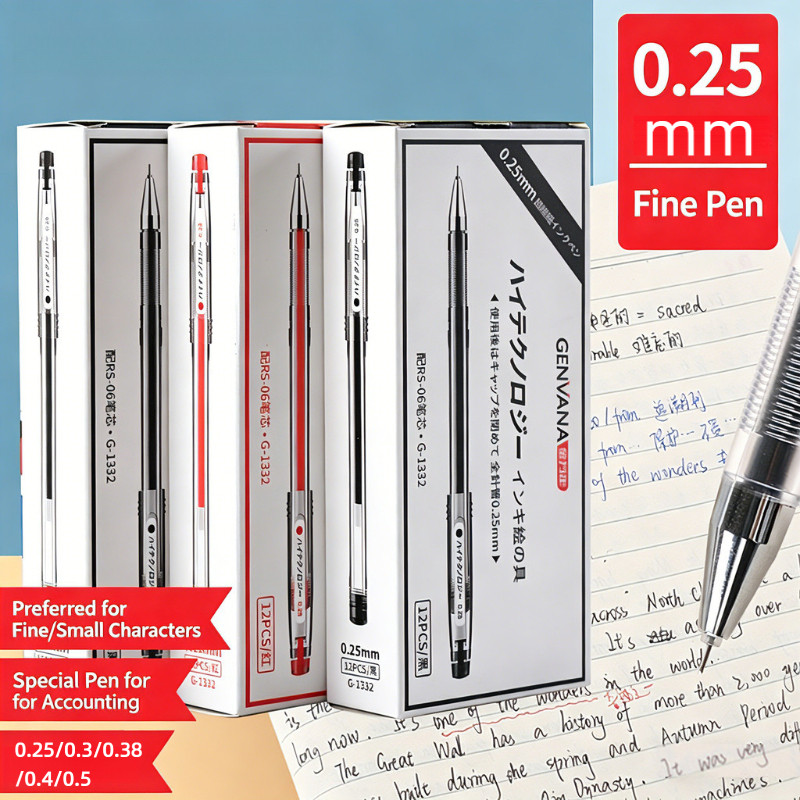 [Tubo de Agulha Completo] Caneta de Gel Ultra-fina 0.25/0.3/0.4/0.5mm Ponta Fina Caneta de Assinatura à Base de Água Can