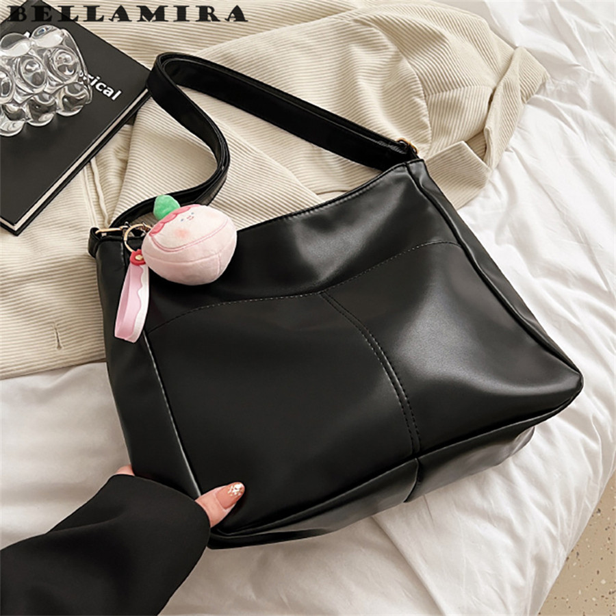 Detalhes do Bolsa Crossbody De Couro PU De Média Capacidade Feminina Elegante Alça Ajustável Preta