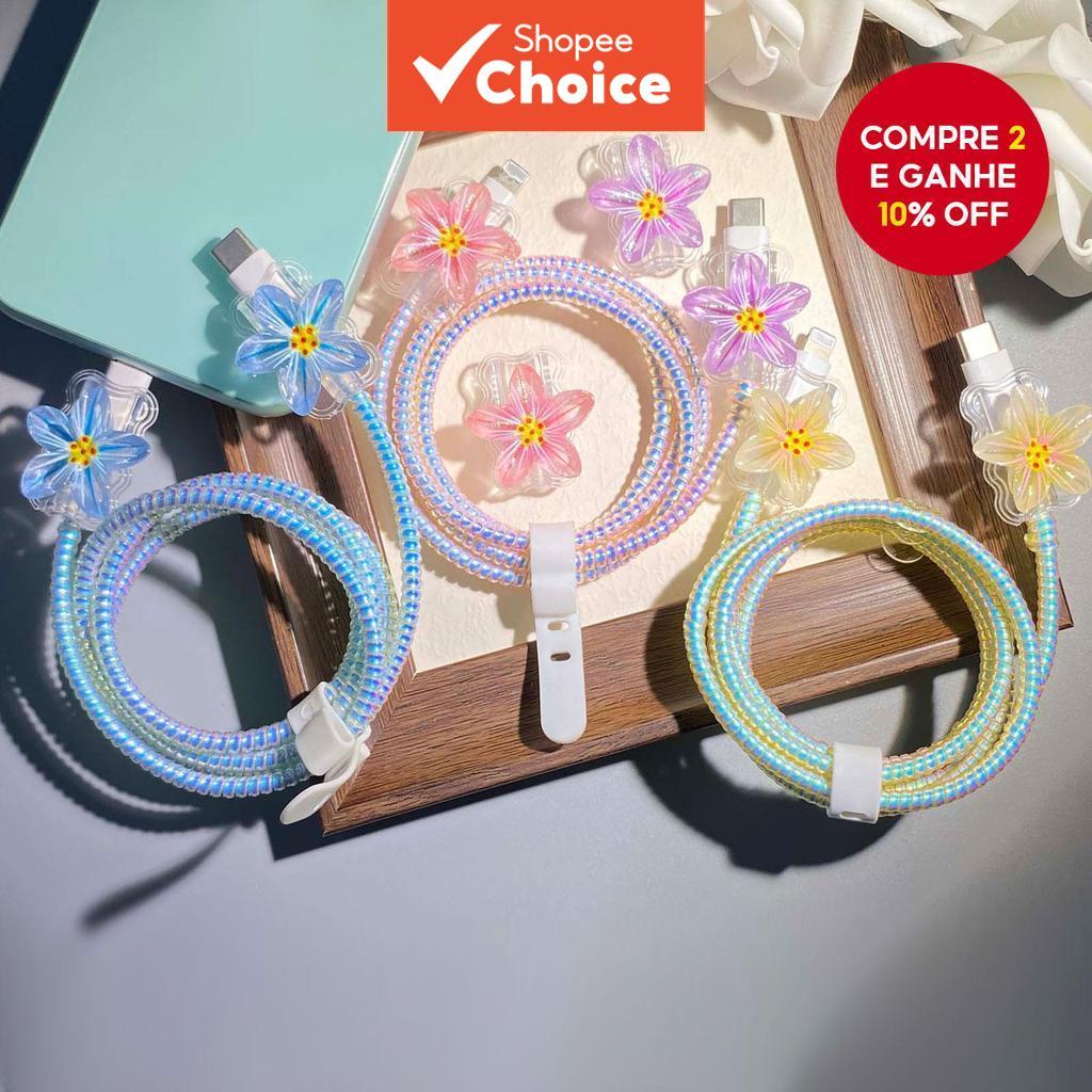 Protetor de Cabo Carregador Tipo C para iPhone - Compatível com Smartphones e Tablets, Conector de Plástico, Cabo