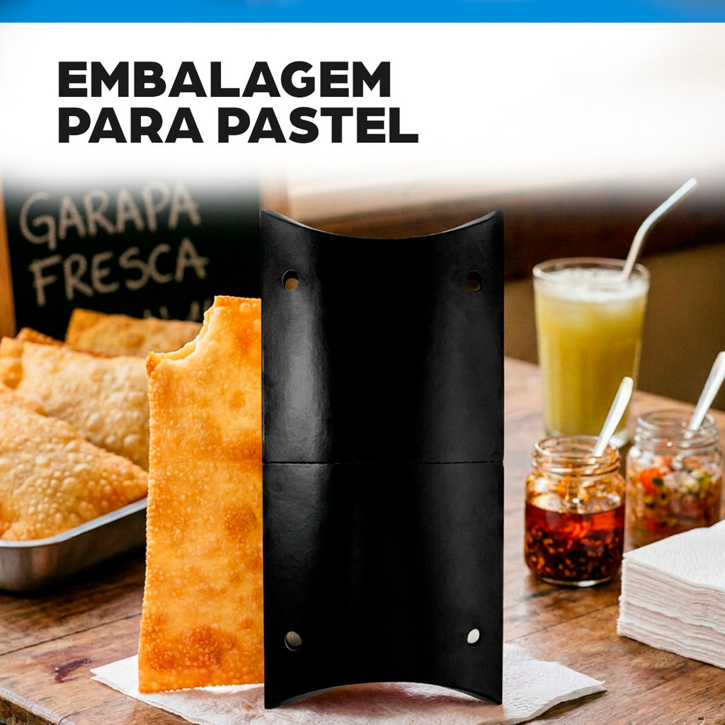 Embalagem para Pastel Delivery e Viagem Black M - PCT 100un