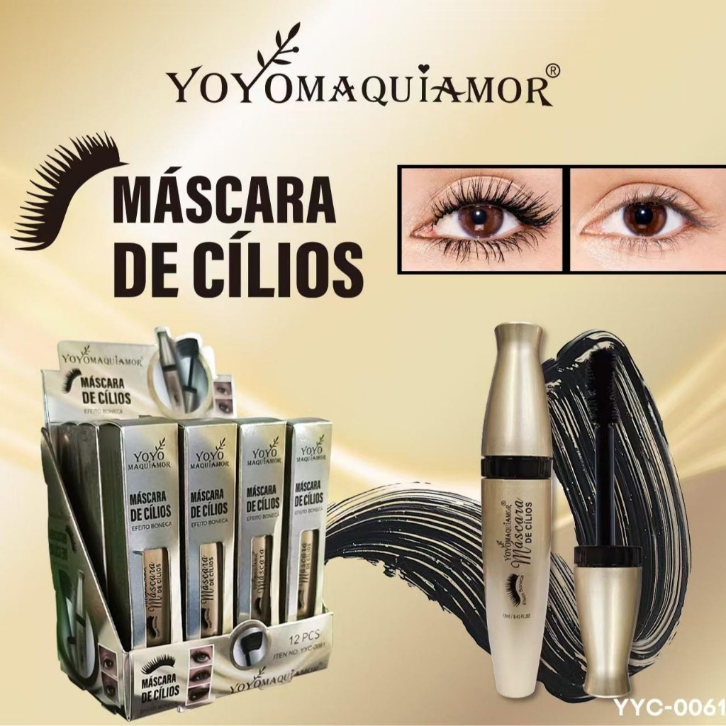 Rímel Super Volume Efeito Boneca Yoyomaquiamor Alongamento Extremo Não Borra Saída em Película Maquiagem de Luxo 4D