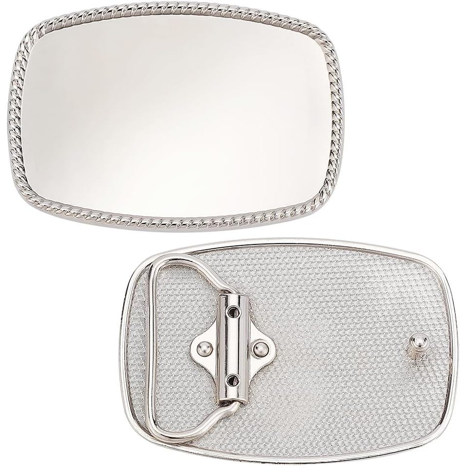 OLYCRAFT 2Pcs Cowboy Belt Buckles Western Replacement Fastener Platinum Rectangle With Blank Tray for Cowboy/Cowgirl DIY